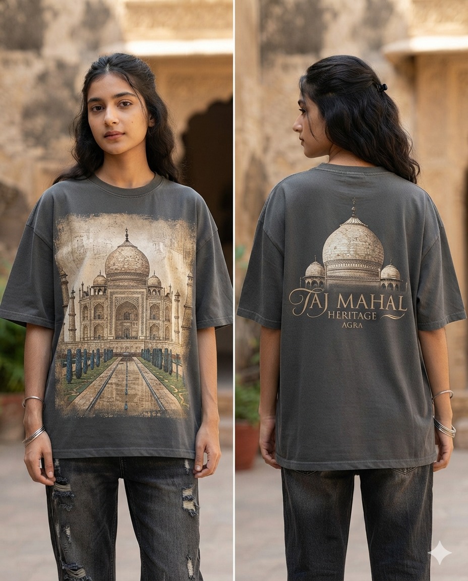 Taj Mahal Heritage Premium Oversized T-Shirt