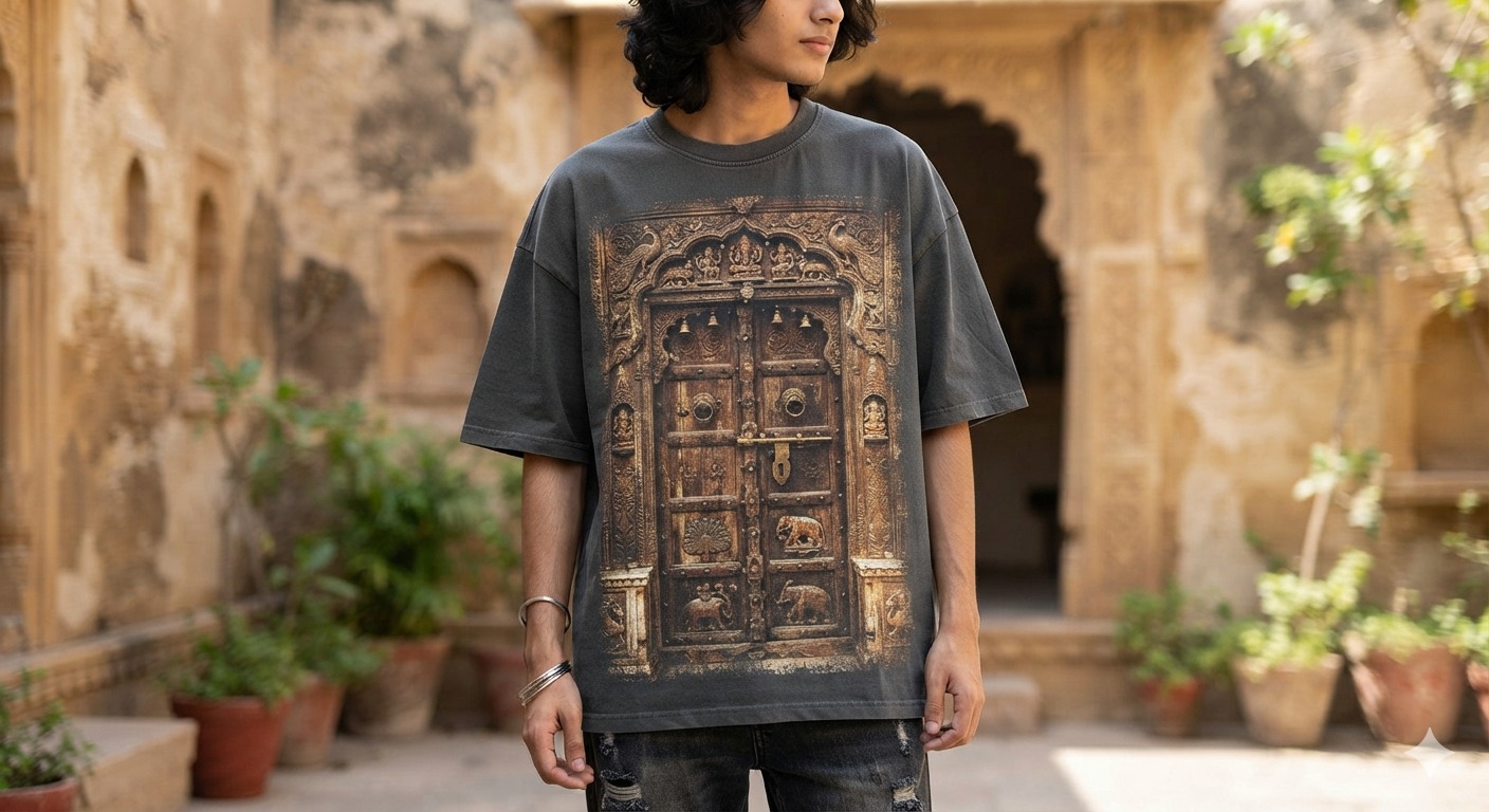 Heritage Antique Carved Door Oversized T-Shirt