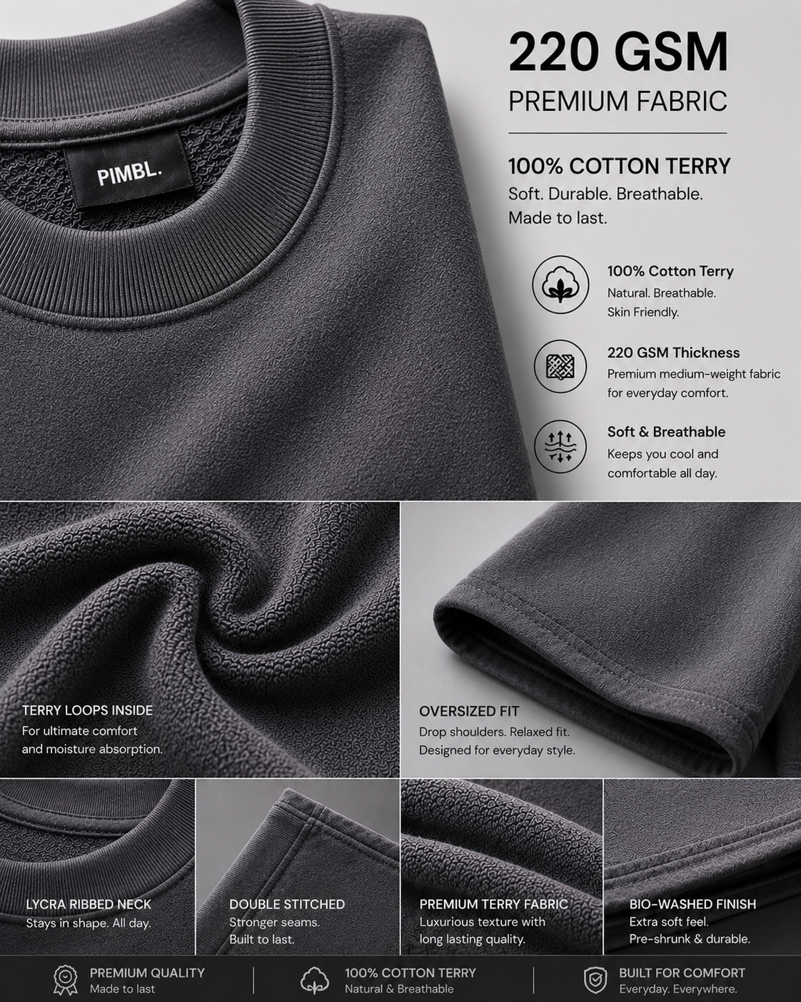 Classic Essential Plain Oversized T-Shirt — Smokey Grey 5